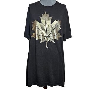 Brown Gold Maple Leaf Graphic Tee Size XL